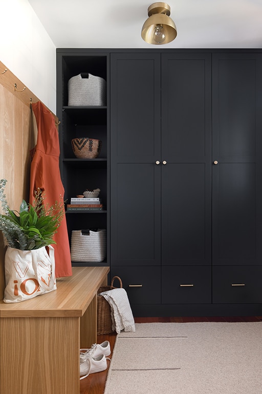 Black & Gold Mudroom Cabinets
