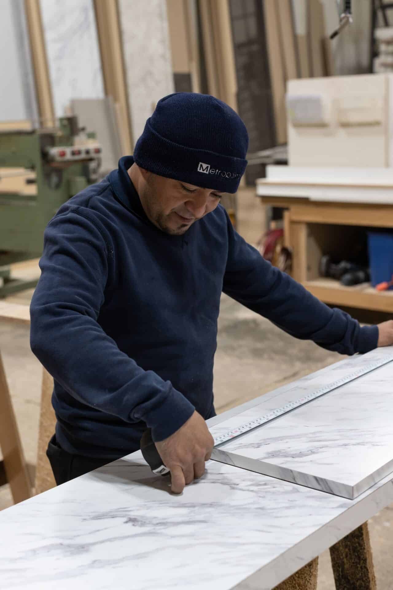 Metropolitan Cabinets laminate countertop production
