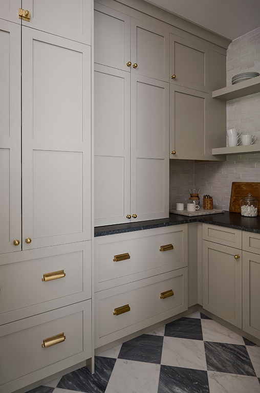 White and Black Marble Pantry
