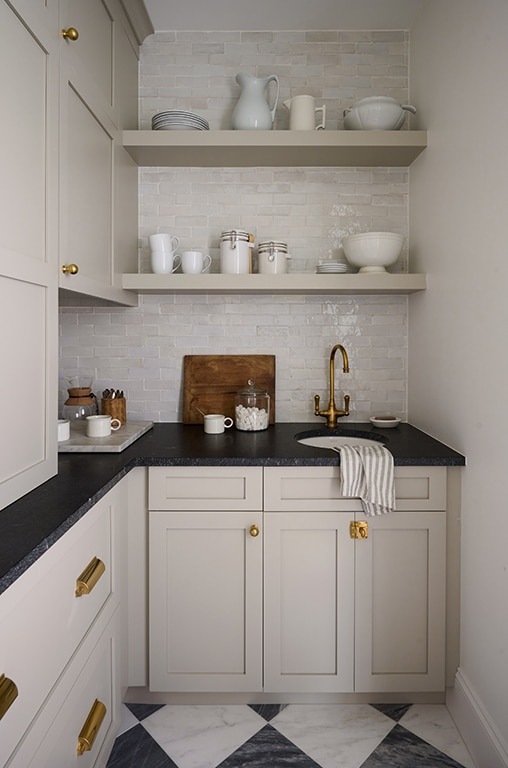 White & Black Marble Pantry