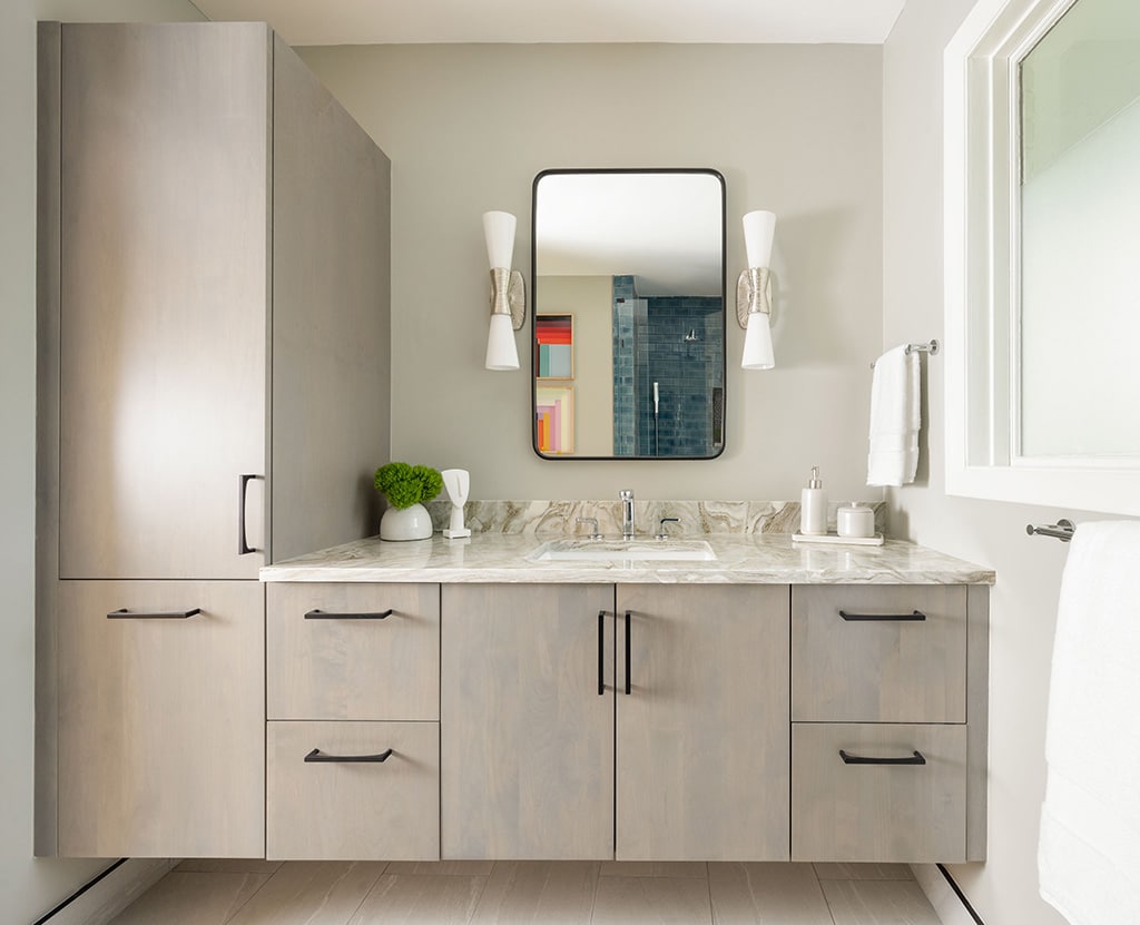 Beige Bathroom Vanity and Cabinets Belmont