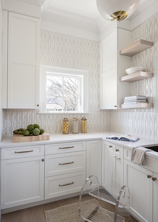 White Marble with Gold Hardware Pantry